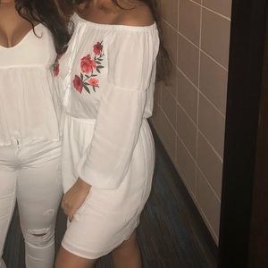 off the shoulder summer embroidered floral dress